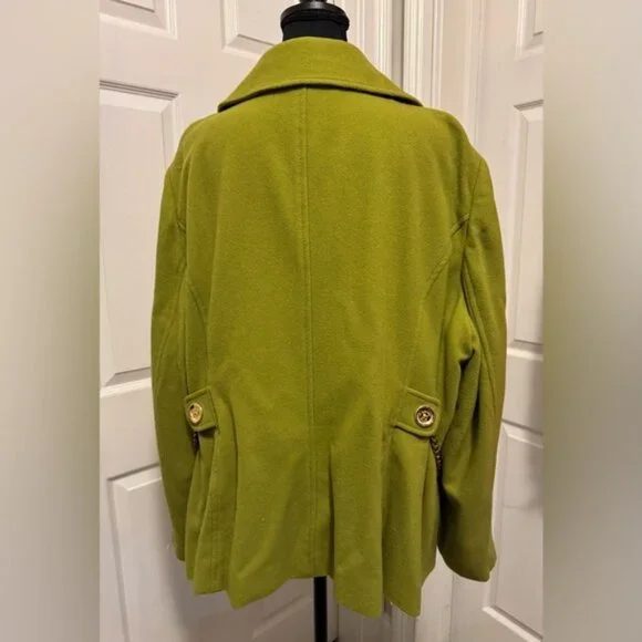 Women's Green Double-Breasted Coat - Picture 10 of 16